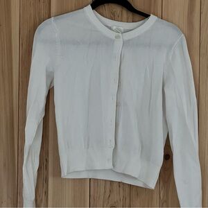 H&M White Button-Up Crewneck Cardigan
